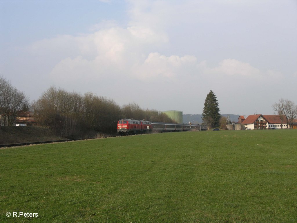 Den EC192 nach Zrich zog 218 419 bei Altmannshofen. 05.04.09
