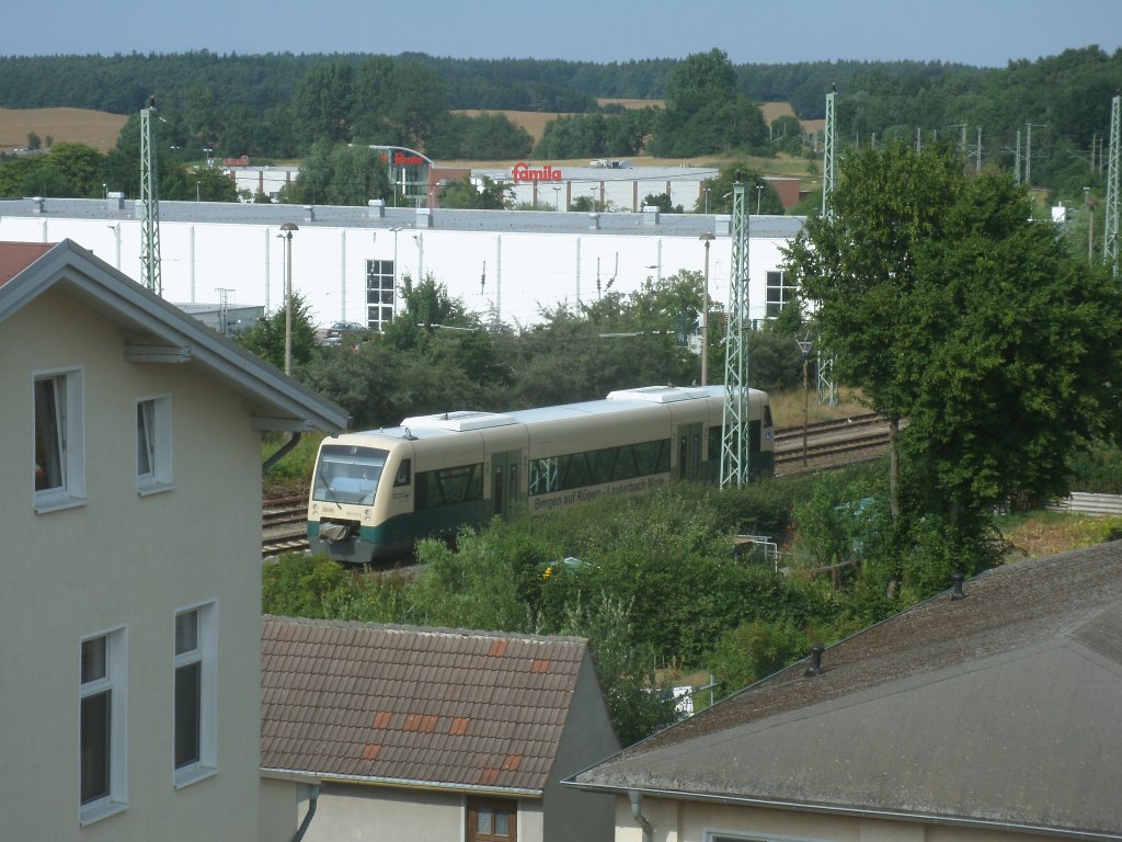 Den PRESS VT650 032-4,am 26.Juli 2013,an der n�rdlichen Einfahrt von Bergen/R�gen sieht man nicht h�ufig,obwohl Dieser t�glich nach Bergen/R�gen kommt.
