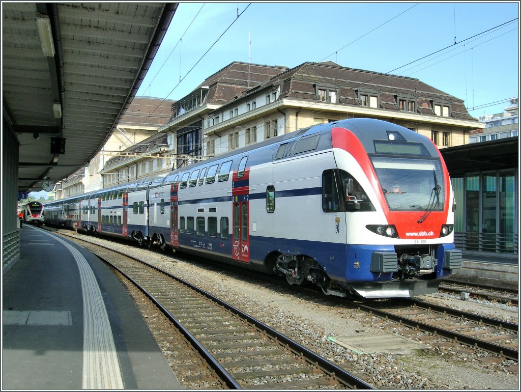 Der neue RABe 511 001  Berlin  auf Testfahrt in Lausanne. 
14.04.2011