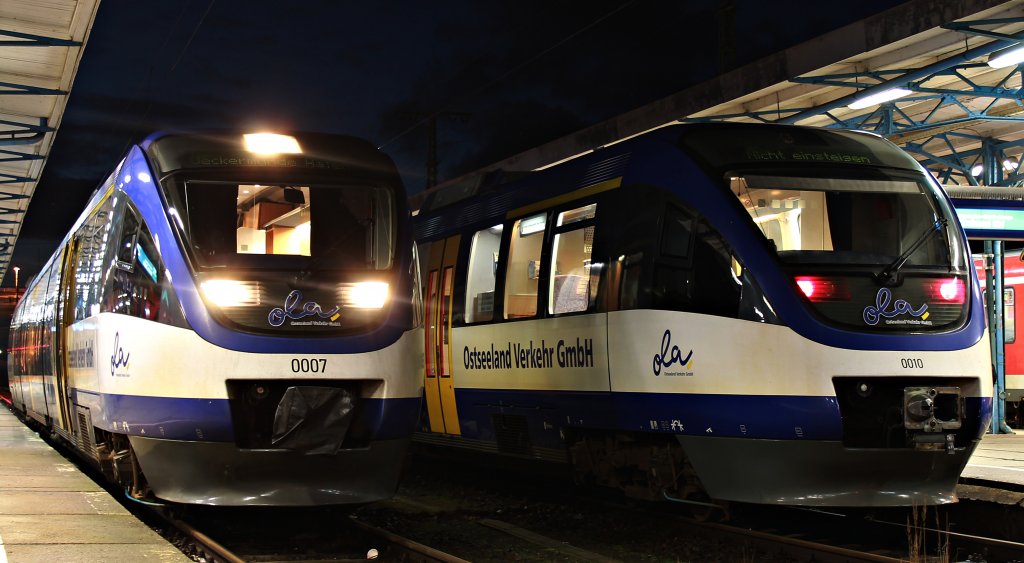 Der OLA VT 0007 und VT 0010 in Neubrandenburg am 19.2.2012