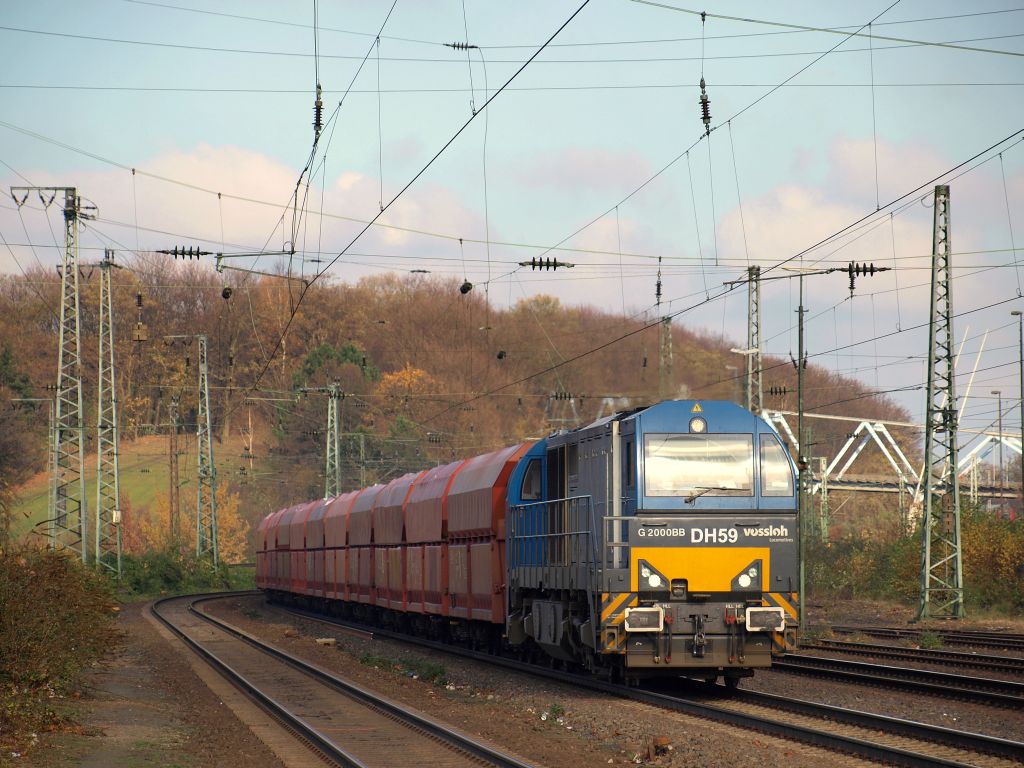 DH 59 fuhr im Auftrag der HGK mit einem Kohlezug durch Kln-West am 20.11