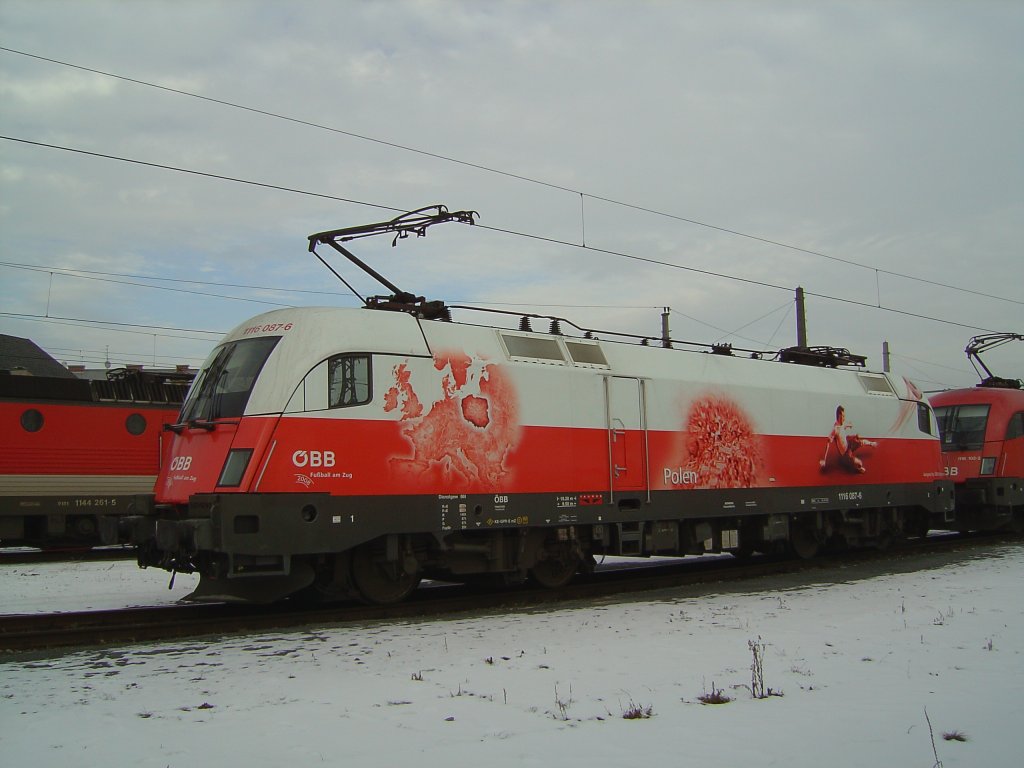 Die 1116 087 EM Polen am 05.01.2008 in Salzburg.