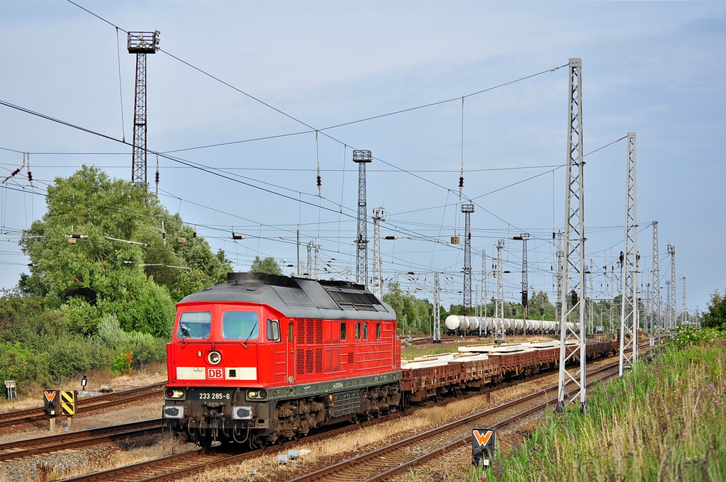 Die 233 285 rollt mit dem 53226(Waren(Mritz-Ros.Seehafen)am 16.07.2013 in den Zielbahnhof ein.