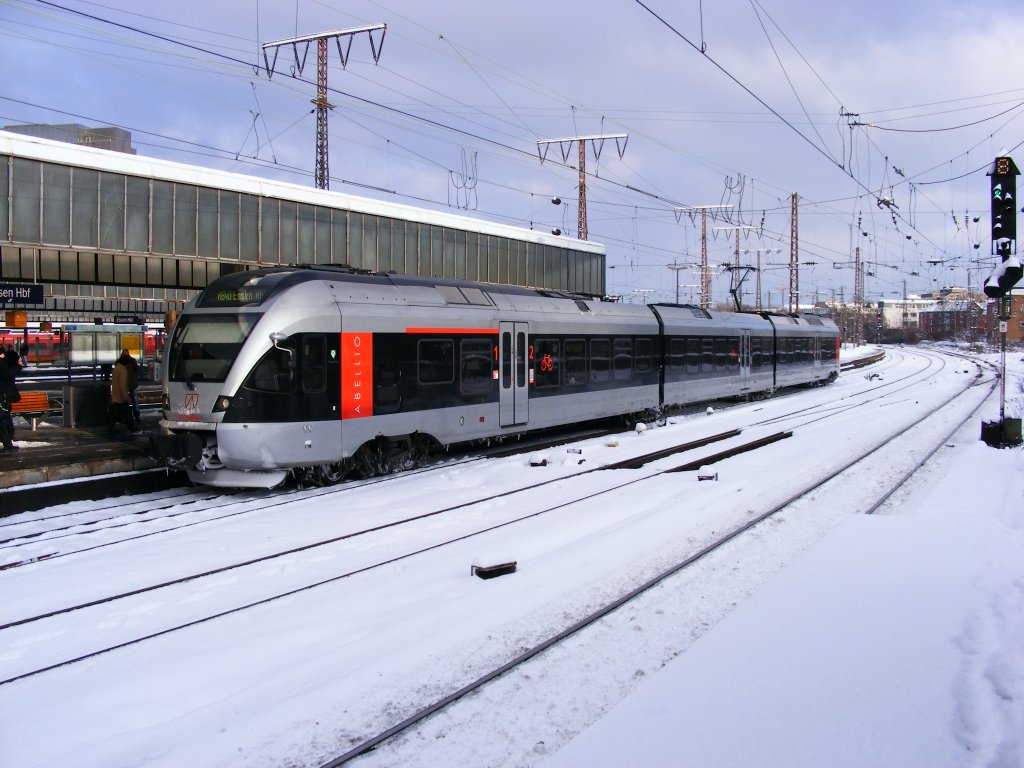 Ein Flirt der Abellio steht am 05.01.2009 im Essener Hauptbahnhof.