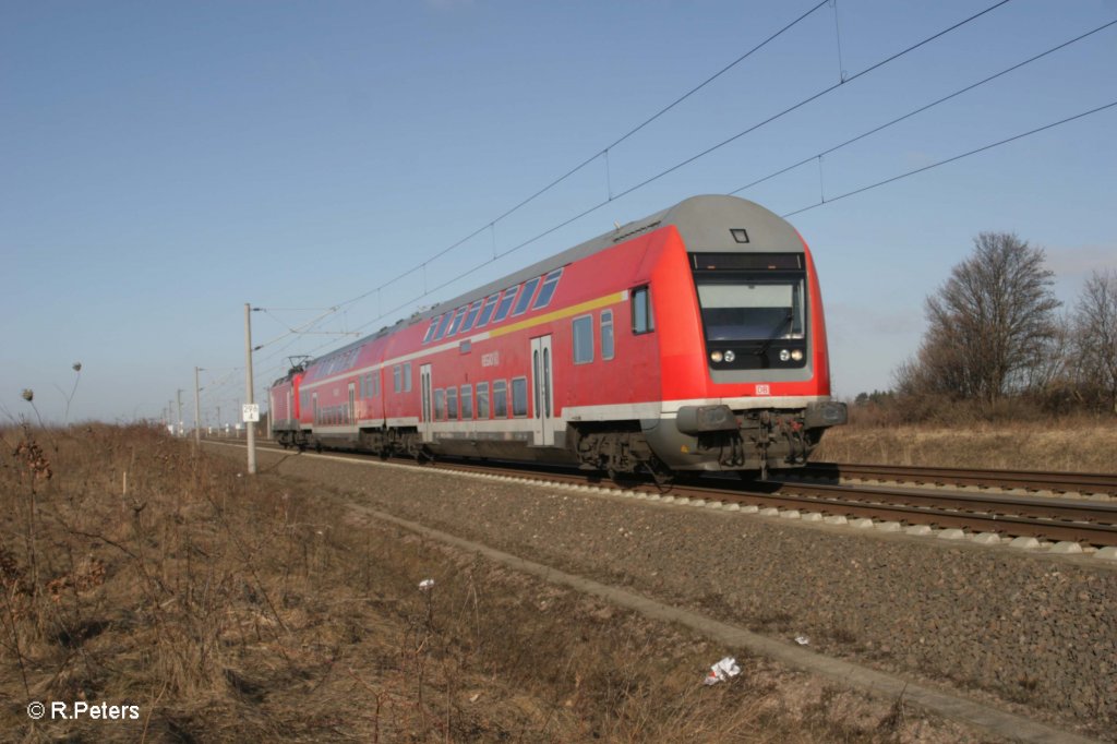 Eine RB nach Leipzig HBF bei Leipzig-Halle Flughafen. 06.03.11