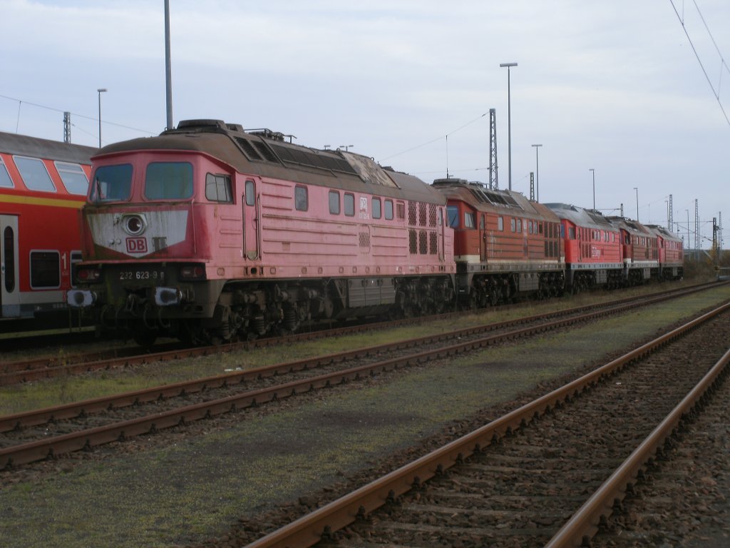Fr die fnf 232er wird es demchst zum Schneidbrenner gehen.Am 26.November 2011 standen die Loks noch in Mukran.