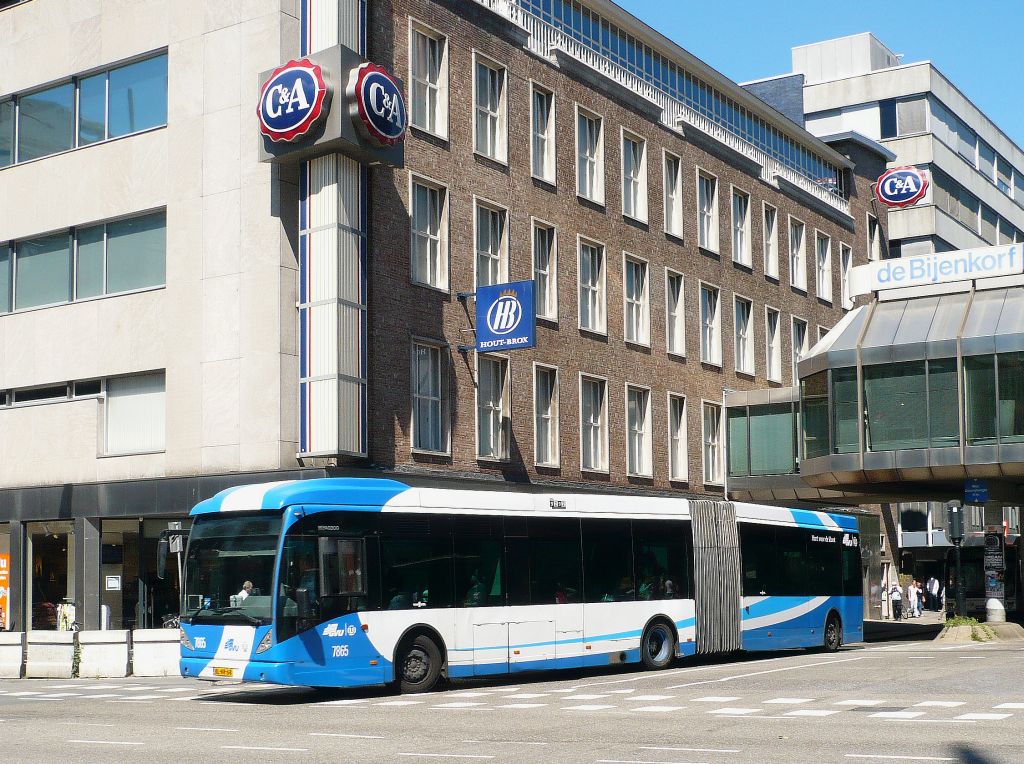 GVU Bus 7865 DAF Van Hool AG300 Baujahr 2001. Sint Jacobsstraat Utrecht 24-07-2012.