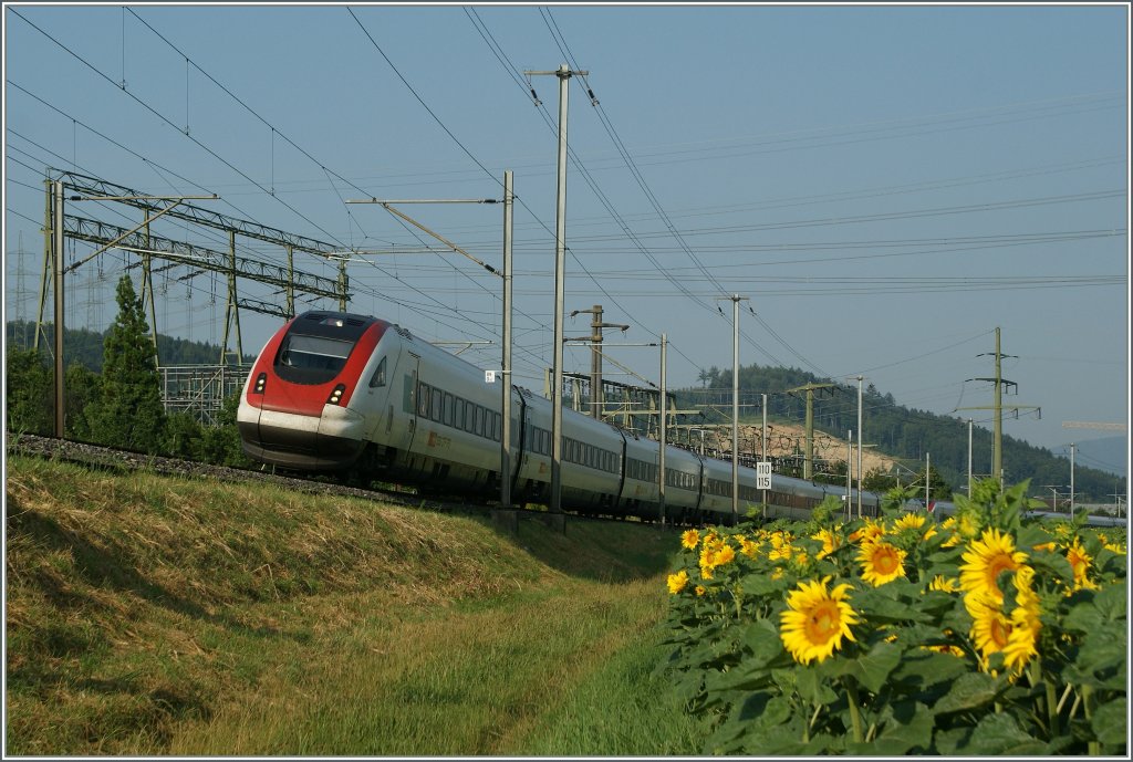 ICN von Lausanne nach St. Gallen zwischen Pietrlen und Lengnau. 
23.07.2013