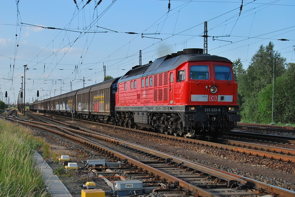 Im letzten Licht des 24.05.2011 wurde die 233 233-6 in Priort geknipst.