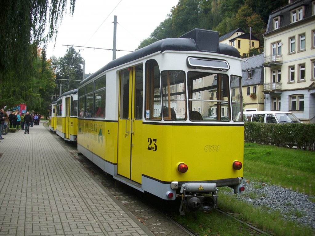 Kirnitschtalbahn in Bad Schandau Richtung Beuthenfall.

