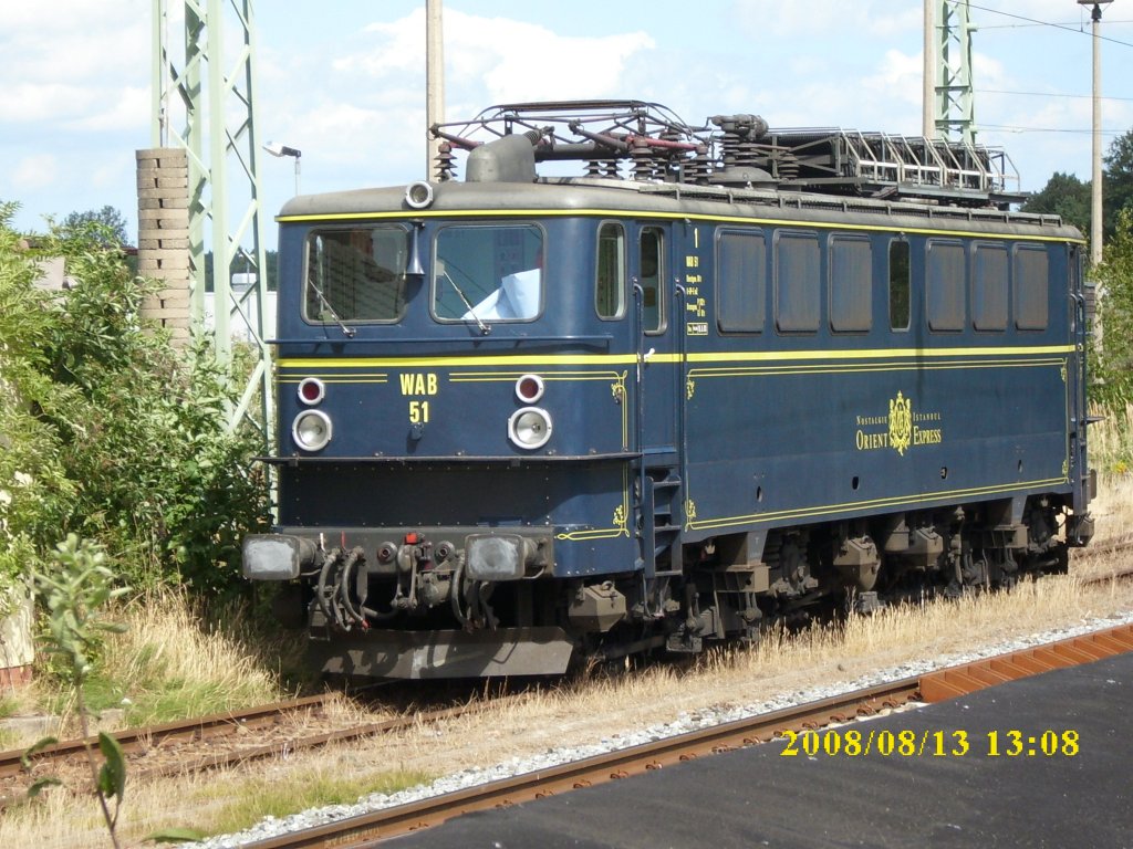 L�ngst nicht mehr auf R�gen anzutreffen sind die Holzroller von der WAB.Am 13.August 2008 stande der Holzroller Nr.51 in Bergen/R�gen.