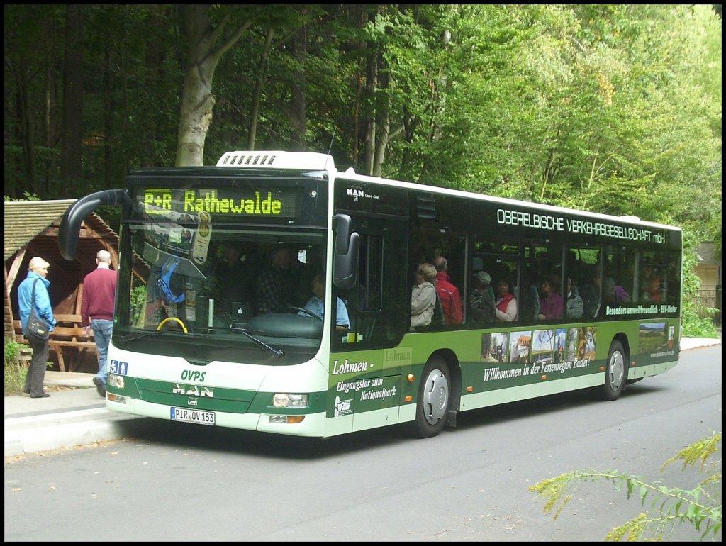 MAN Lion's City der Oberelbische Verkehrsgesellschaft vor der Bastei.