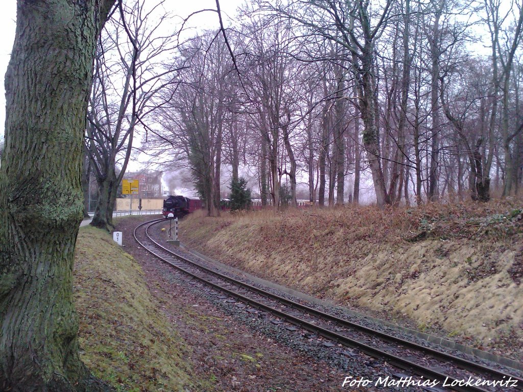 Mecklenburgische Bderbahn  Molli  bei der Einfahrt in den Bahnhof Bad Doberan am 13.4.13