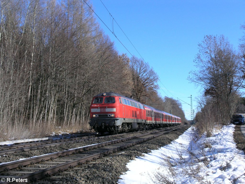 Mit dem RE32610 nach Biessenhofen war 218 205-2 unterwegs. 28.02.09 Geltendorf