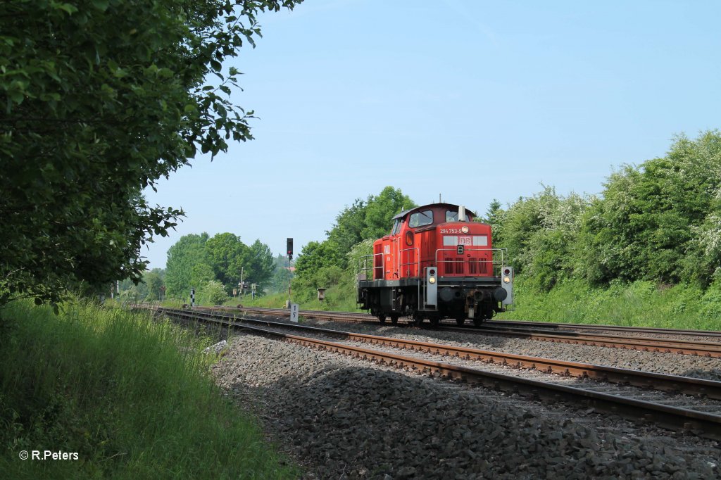 Nach dem Kopfmachen in Wiesau ging es nach Marktredwitz 294 753-9 bei Schnfeld . 13.06.13