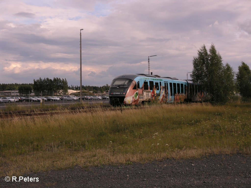 Nachschuss von VT06 bei der Einfahrt in Wiesau/Oberpfalz . 21.07.08