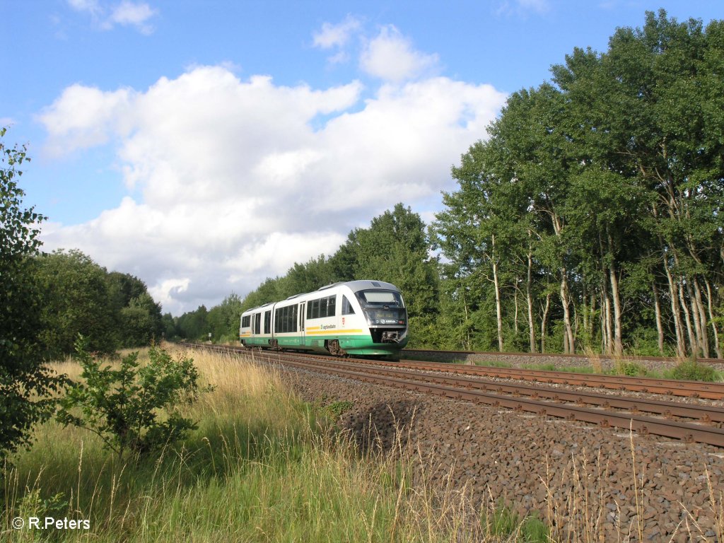 Nachschuss von VT16 mit der VBG86566 nach Hof bei Schnfeld. 15.07.09
