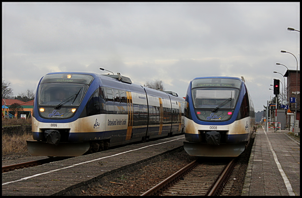 Ostseeland Verkehr GmbH VT 0006 und VT 0008 am 07.01.13 in Torgelow