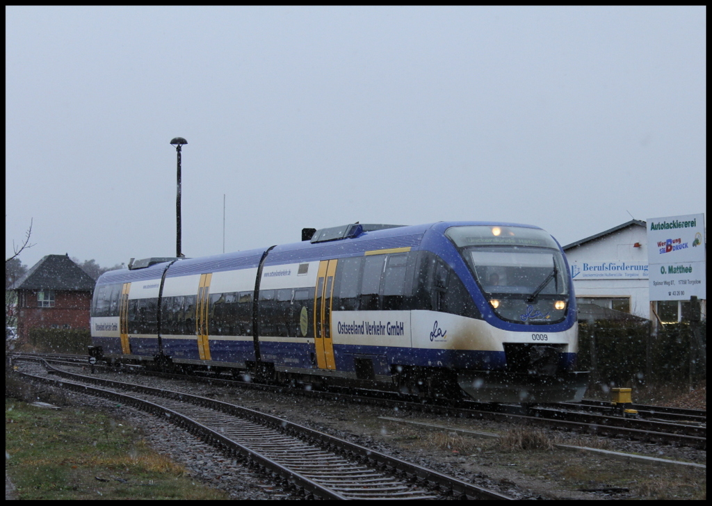 Ostseeland Verkehr GmbH VT 0009 als OLA 79799 nach Ueckermnde Stadthafen am 10.01.13 in Torgelow