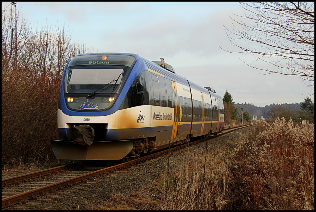 Ostseeland Verkehr GmbH VT 0010 als OLA 79804 nach Btzow am 07.01.13 in Torgelow