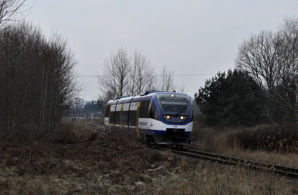 Ostseeland Verkehr VT 0006 als OLA nach Ueckermnde Hafen am 02.02.12 in Torgelow