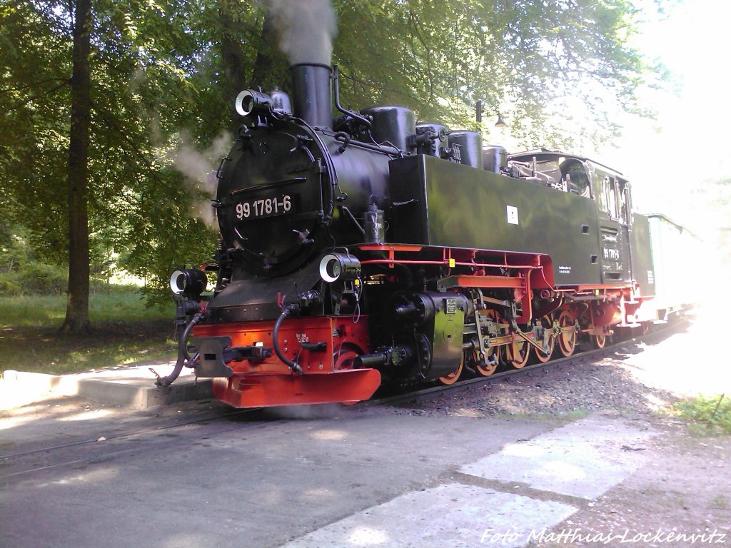 RBB 99 1781 beim Verlassen des Haltepunkts Jagdschloss am 30.5.13