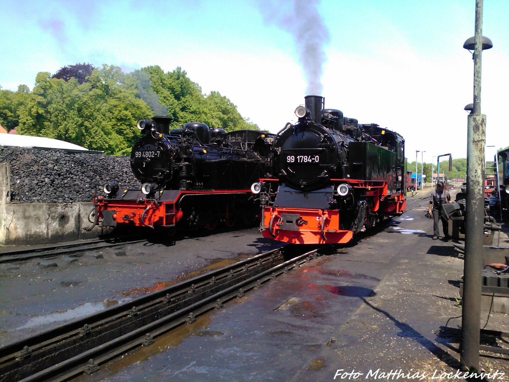 RBB 99 4802 & 99 1784 im Kleinbahn BW Putbus am 30.5.13