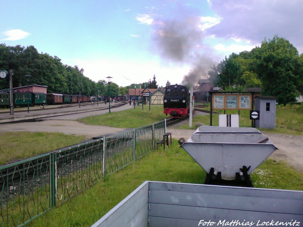 RBB 99 4802 unterwegs zum Zug im Bahnhof Putbus am 29.5.13