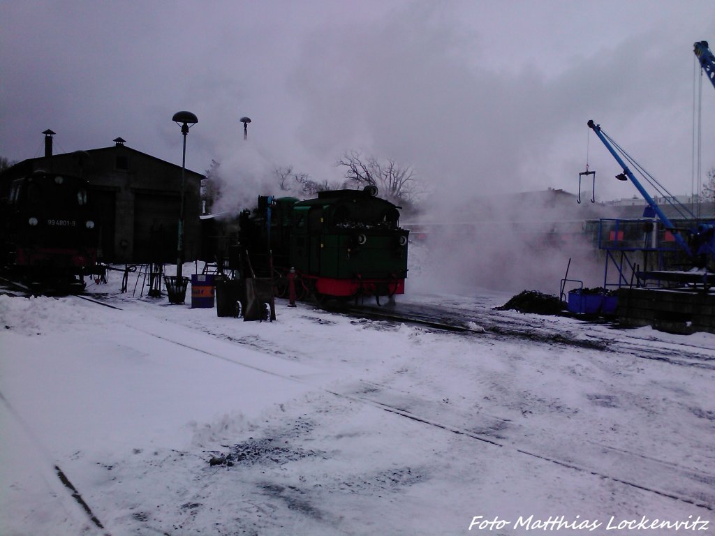 RBB Mh 52 beim Wasser Fassen im Kleinbahn BW Putbus am 11.3.13