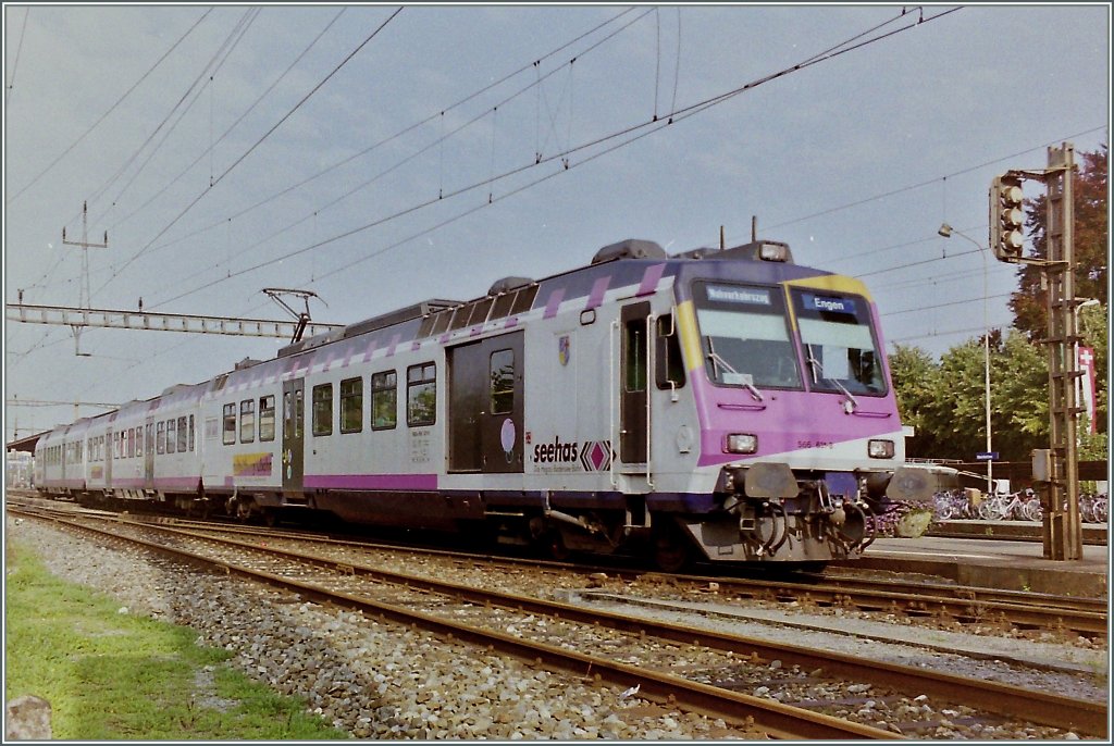 Seehas MThB  Nahverkehrszug  nach Engen in Weinfelden.
Sept. 1996/gescanntes Negativ