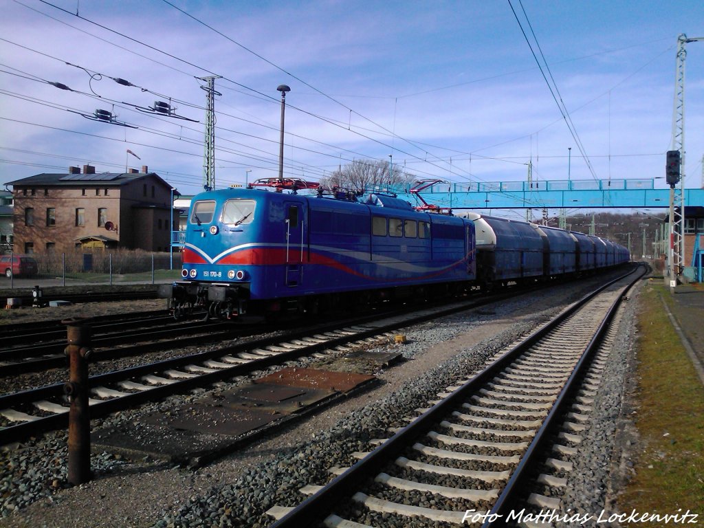 SRI 151 170 aus Lancken bei der Einfahrt in den Bahnhof Bergen auf Rgen am 19.4.13