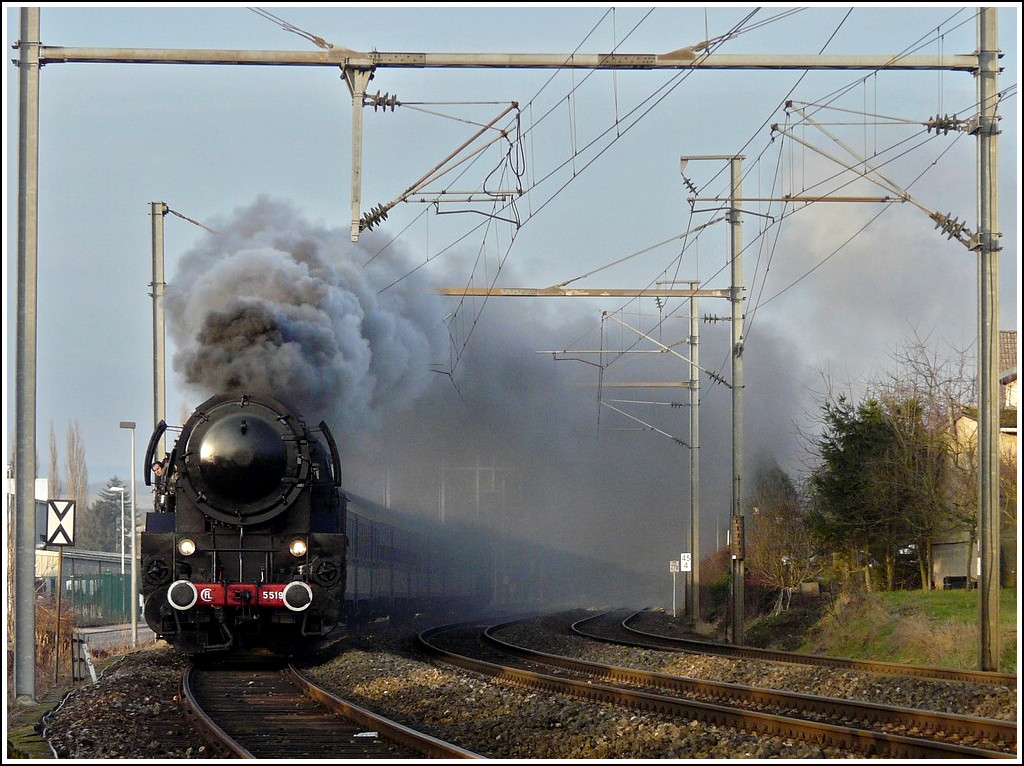 Unser Schmuckstck die 5519 in voller Fahrt. Schieren, 25.01.2009 (Jeanny)