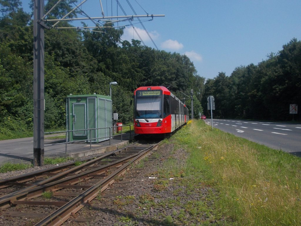 Wagen 5116 in der Abstellanlage Mengenich Ollenhauerring. Diese Wendeanlage ist nur eingleisig.