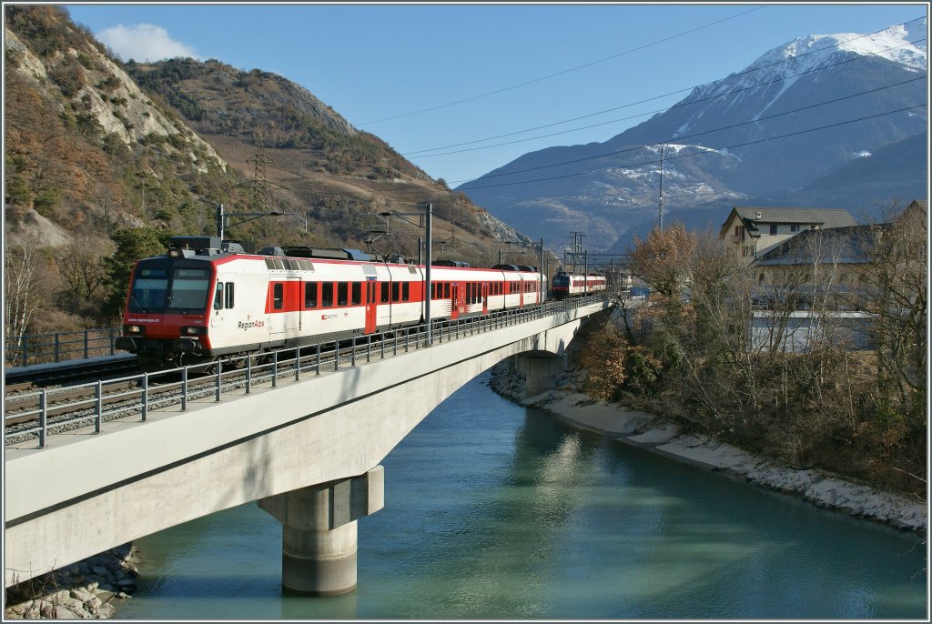 Walliser Domnio auf und bei der Rhone-Brcke in Leuk.
21.01.2011 