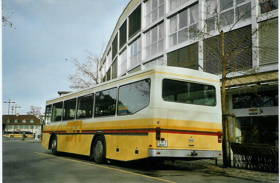 (083'123) - STI Thun - Nr. 6/BE 26'667 - Volvo/FHS (ex TSG Blumenstein Nr. 6) am 19. Februar 2006 bei der Schifflndte Thun