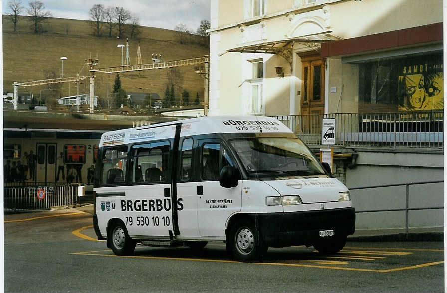 (083'301) - Schrli, Ufhusen - LU 90'092 - Fiat am 20. Februar 2006 beim Bahnhof Huttwil