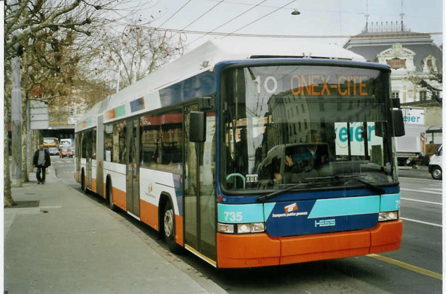 (083'424) - TPG Genve - Nr. 735 - Hess/Hess Gelenktrolleybus am 6. Mrz 2006 in Genve, 22-Cantons