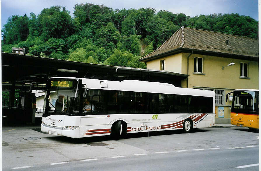 (086'735) - ARAG Ruswil - Nr. 3/LU 15'036 - Solaris am 18. Juni 2006 beim Bahnhof Wolhusen