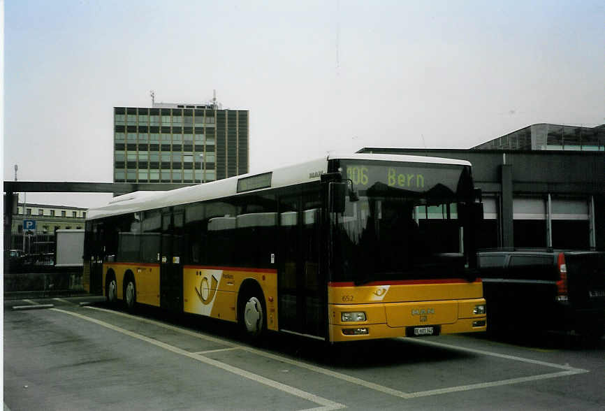 (091'722) - PostAuto Bern - Nr. 652/BE 601'342 - MAN am 22. Januar 2007 in Bern, Postautostation