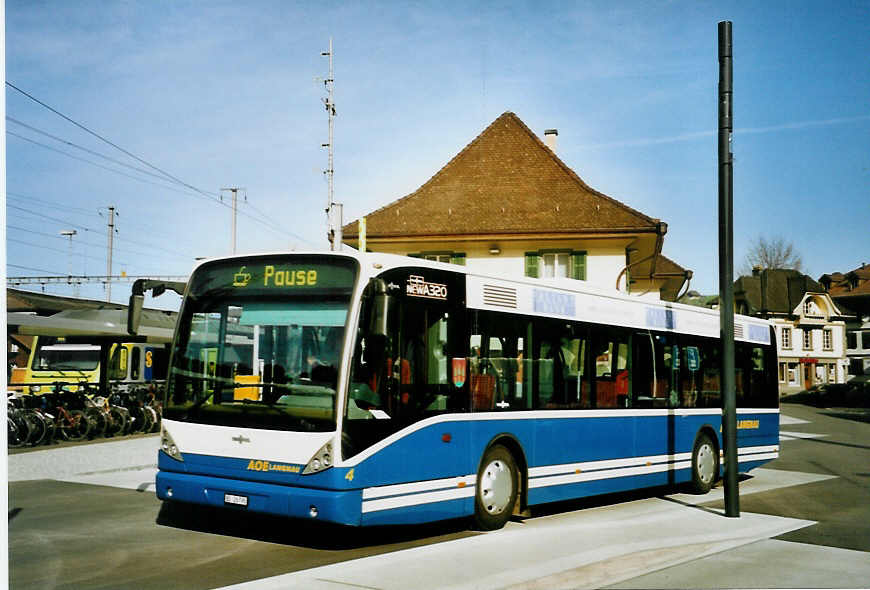 (093'828) - AOE Langnau - Nr. 4/BE 26'795 - Van Hool am 13. April 2007 beim Bahnhof Langnau