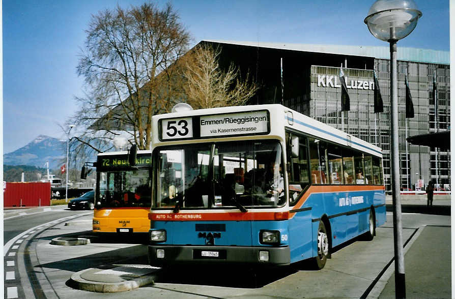 (093'931) - AAGR Rothenburg - Nr. 50/LU 15'045 - MAN am 13. April 2007 beim Bahnhof Luzern