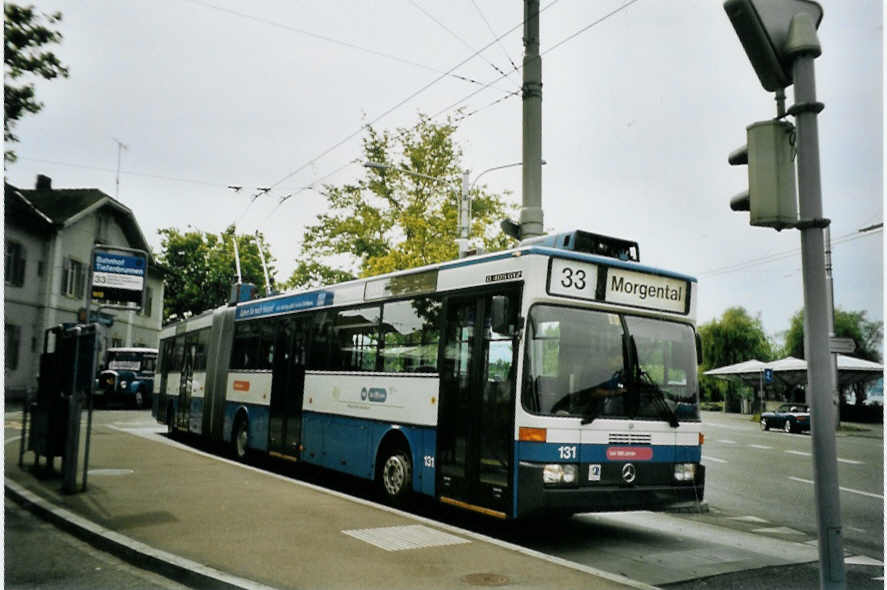 (094'624) - VBZ Zrich - Nr. 131 - Mercedes Gelenktrolleybus am 26. Mai 2007 beim Bahnhof Zrich-Tiefenbrunnen