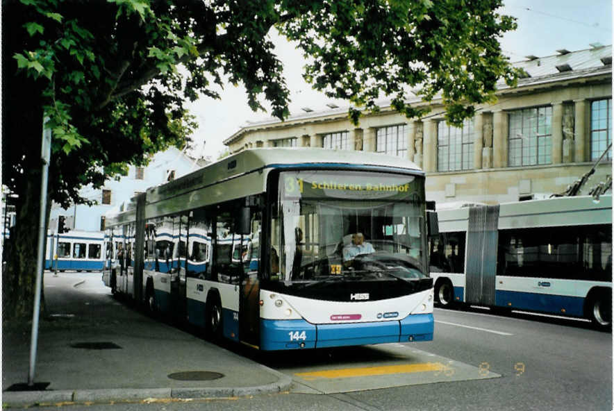 (094'718) - VBZ Zrich - Nr. 144 - Hess/Hess Gelenktrolleybus am 26. Mai 2007 in Zrich, Kunsthaus