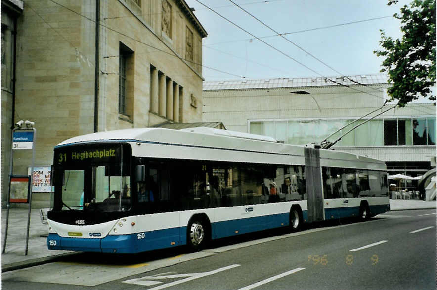 (094'723) - VBZ Zrich - Nr. 150 - Hess/Hess Gelenktrolleybus am 26. Mai 2007 in Zrich, Kunsthaus