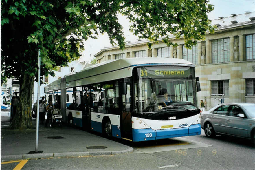 (094'724) - VBZ Zrich - Nr. 150 - Hess/Hess Gelenktrolleybus am 26. Mai 2007 in Zrich, Kunsthaus