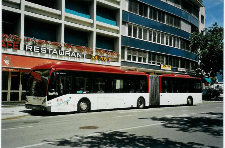 (095'630) - Lathion, Sion - Nr. 63/VS 49'629 - Van Hool am 23. Juni 2007 beim Bahnhof Sion