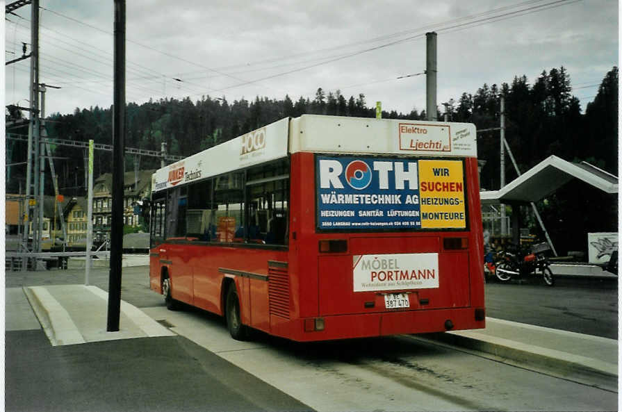 (096'703) - AOE Langnau - Nr. 9/BE 387'470 - Neoplan am 23. Juli 2007 beim Bahnhof Langnau