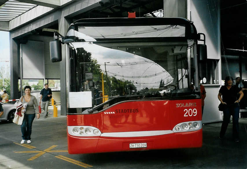 (098'702) - SW Winterthur - Nr. 209/ZH 730'209 - Solaris am 15. September 2007 in Winterthur, Depot Grzefeld