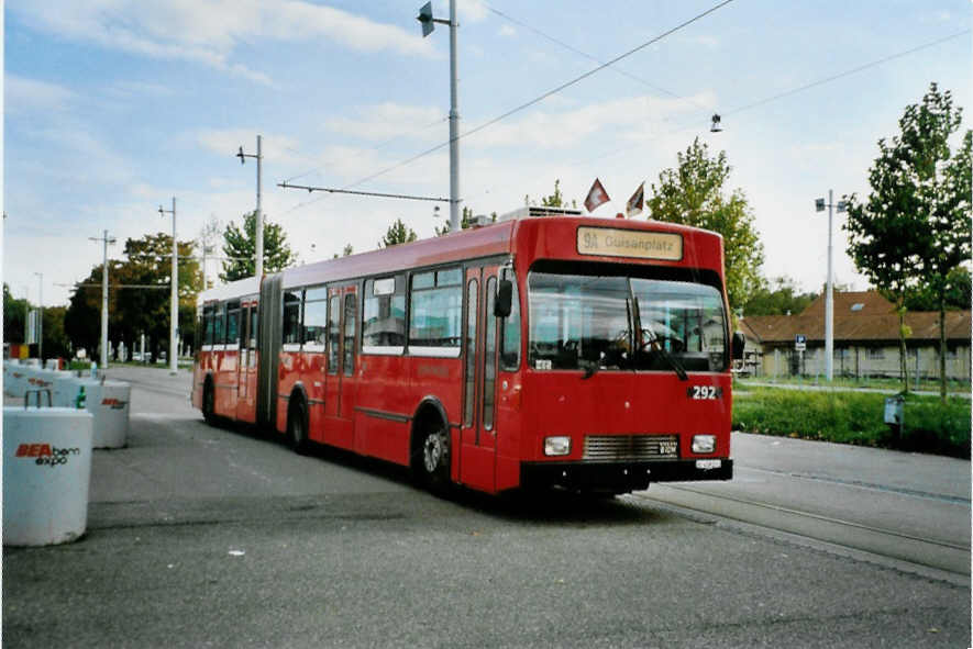 (099'519) - Bernmobil, Bern - Nr. 292/BE 419'292 - Volvo/R&J-Hess-Gangloff am 30. September 2007 in Bern, Guisanplatz