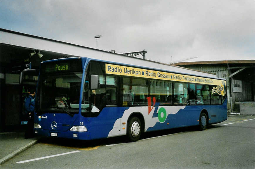 (100'426) - VZO Grningen - Nr. 14/ZH 41'414 - Mercedes am 22. Oktober 2007 beim Bahnhof Stfa